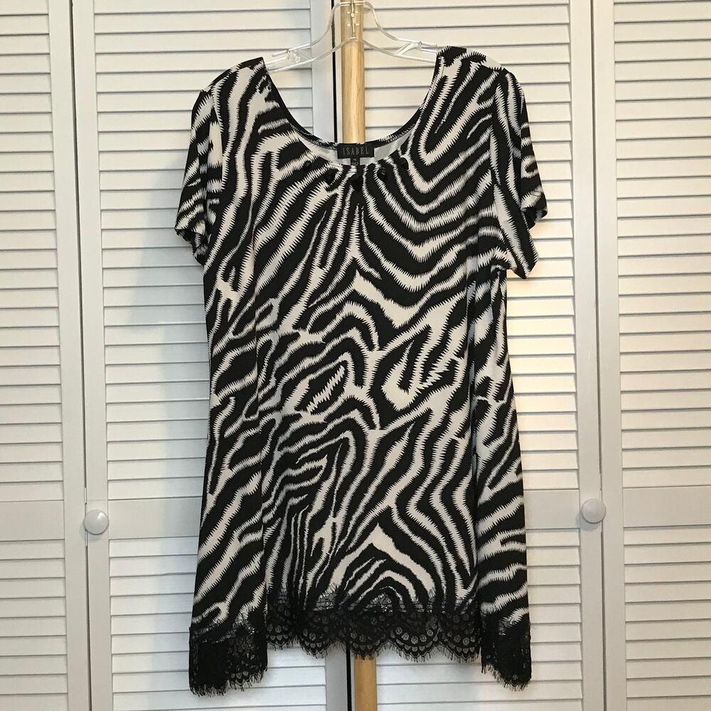 Isabel Zebra Print Scoop Neck Short Sleeved Mini Shift Dress XL